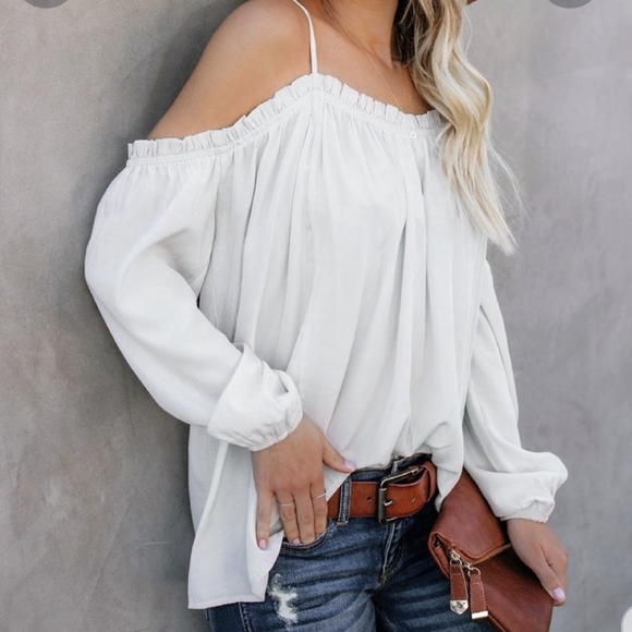 New Oversized Cold Shoulder Camisole Blouse Top - Picture 7 of 9